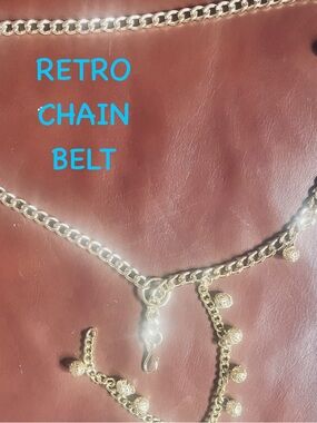 Retro Gold Chain Belt with Charm Accents